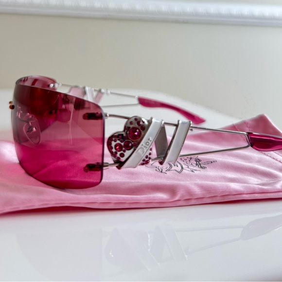 LIKE NEW 🍒 DIOR RARE HEART CORE RIMLESS CRYSTAL PINK SUNGLASSES - Picture 7 of 12